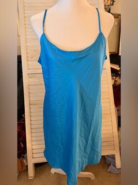 Natori Turquoise Blue Silk Slip Camisole Dress